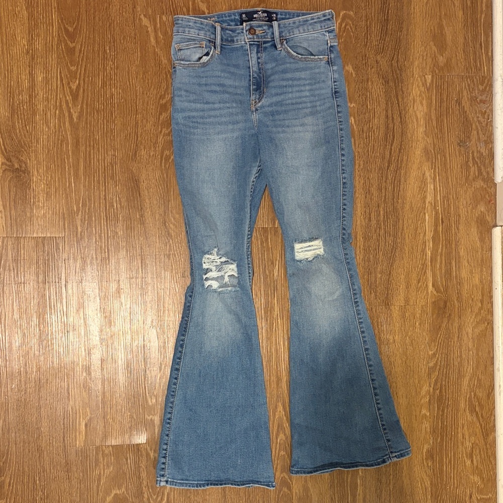 Hollister Light Blue Distressed Flare Jeans